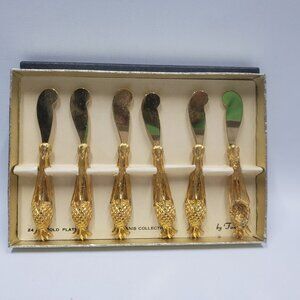 Tancraft Janis Collection Pineapple 24k Gold Plated Appetizer Butter Spreaders